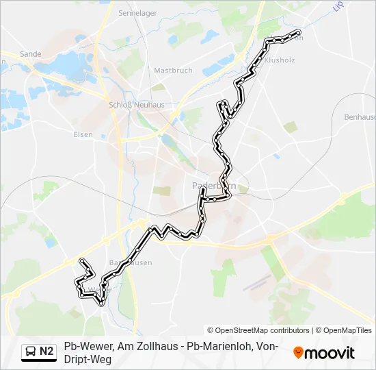 N2 Bus Line Map