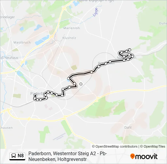 N8 Bus Line Map
