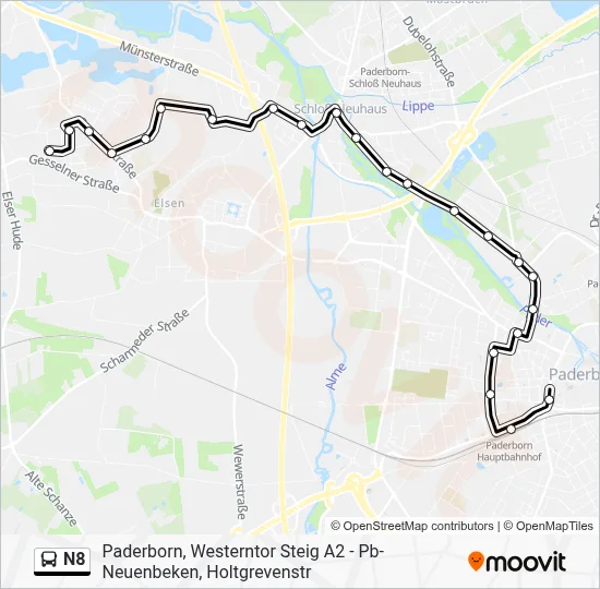 N8 Bus Line Map