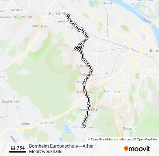 Buslinie 754 Karte