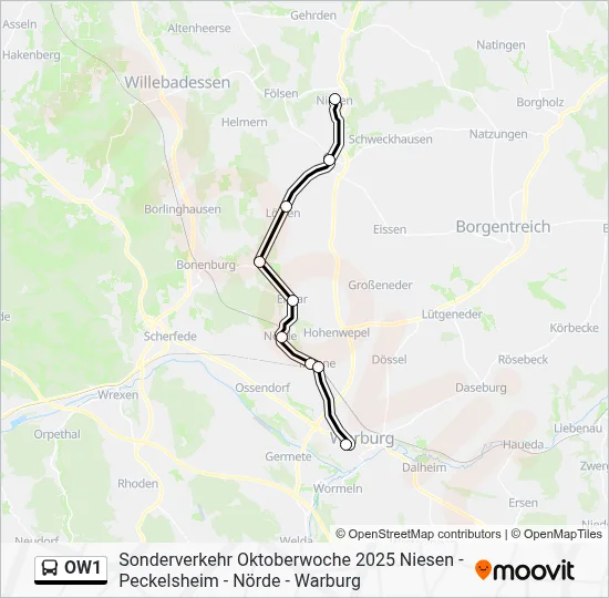 OW1 Bus Line Map