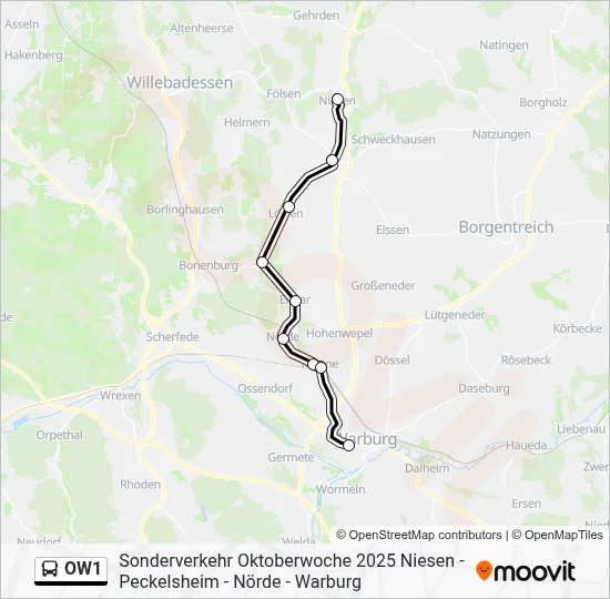OW1 Bus Line Map