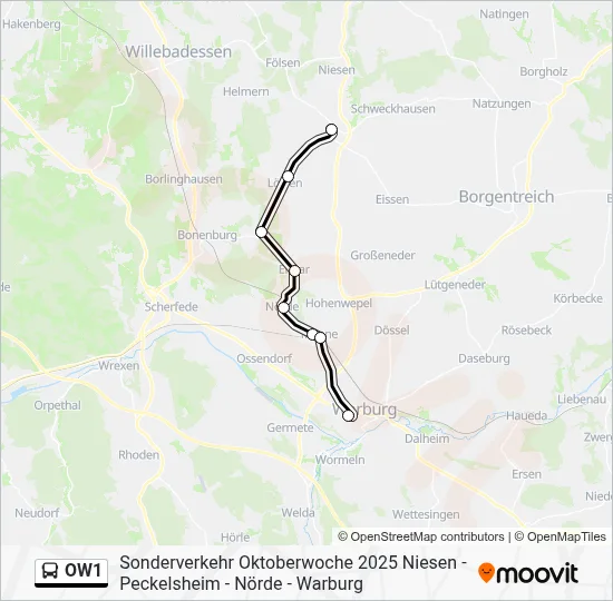 OW1 Bus Line Map
