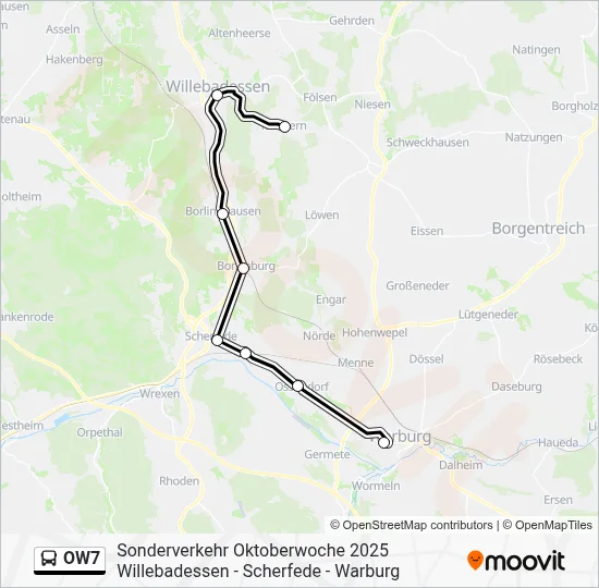 OW7 Bus Line Map
