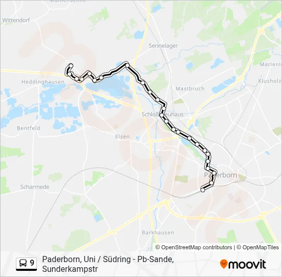 Buslinie 9 Karte