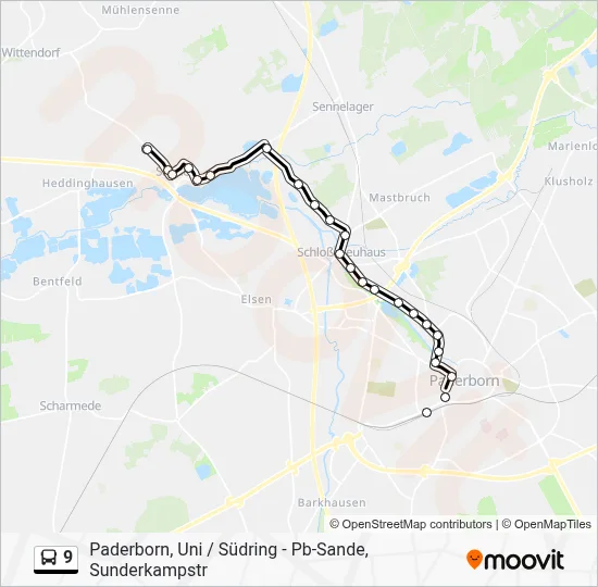 Buslinie 9 Karte