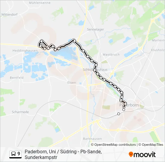 Buslinie 9 Karte