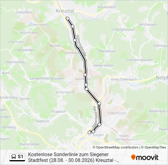S1 Bus Line Map