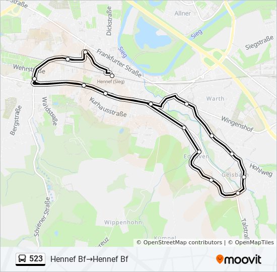523 bus Line Map