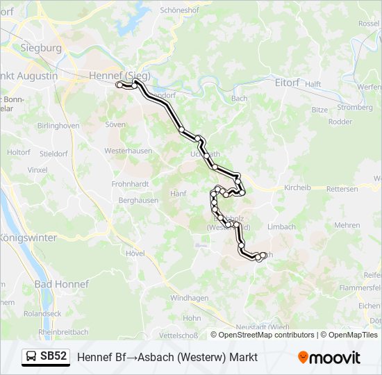 SB52 bus Line Map