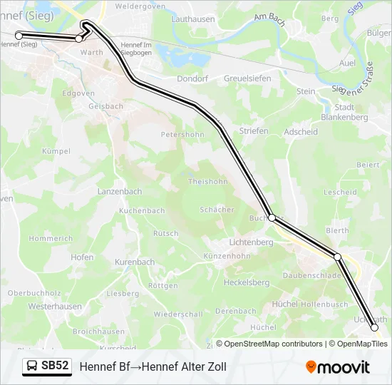 Buslinie SB52 Karte