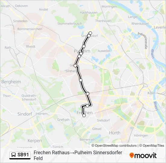 SB91 Bus Line Map
