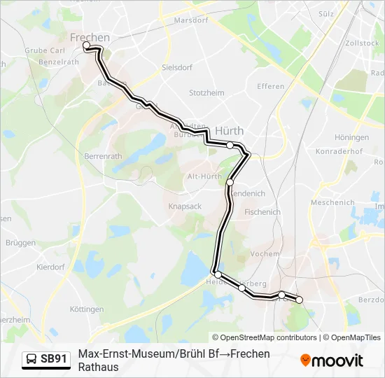SB91 Bus Line Map