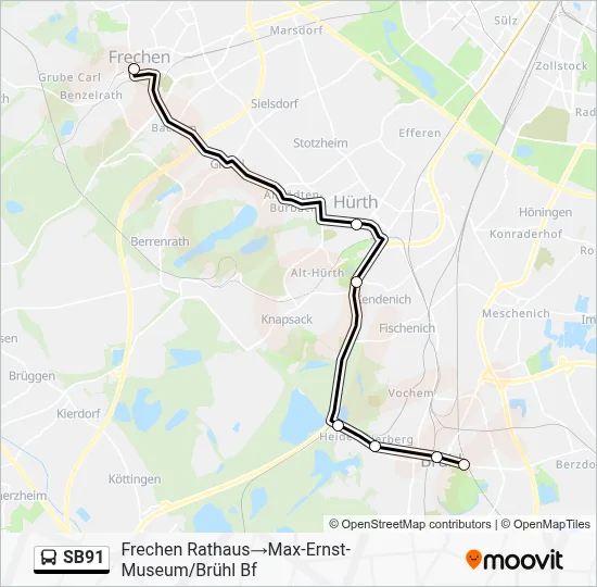 SB91 Bus Line Map