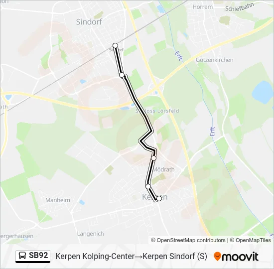 SB92 Bus Line Map