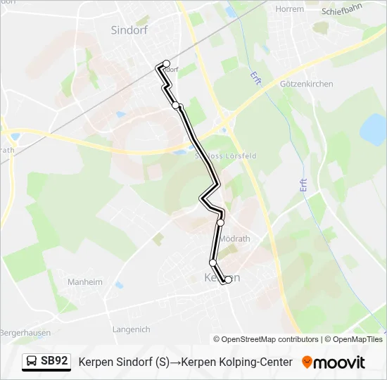 SB92 Bus Line Map