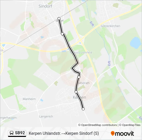 SB92 Bus Line Map