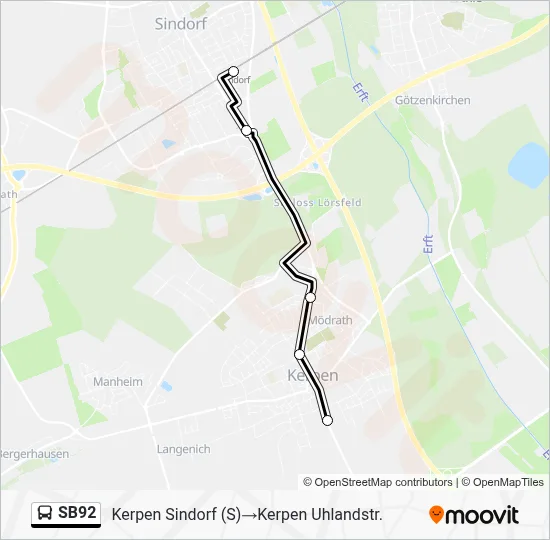 SB92 Bus Line Map