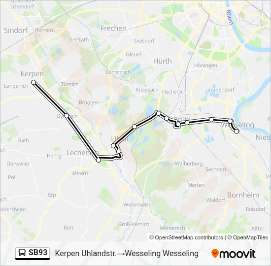 SB93 Bus Line Map