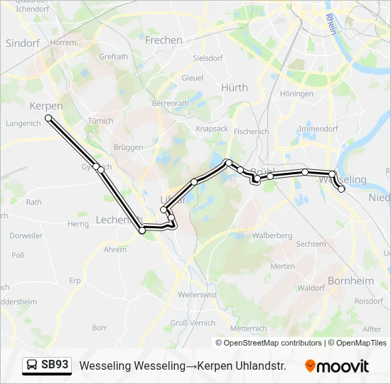 SB93 Bus Line Map