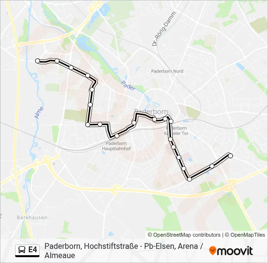 E4 Bus Line Map