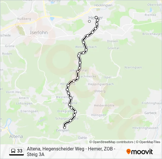 33 Bus Line Map