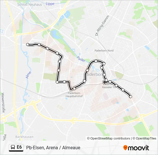 Buslinie E6 Karte