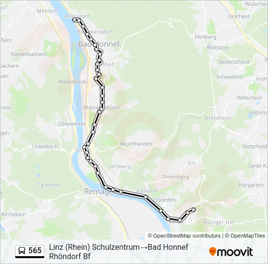 565 Bus Line Map