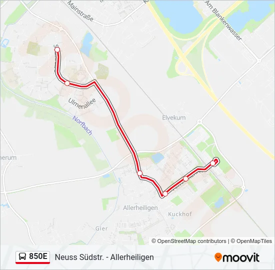 850E Bus Line Map