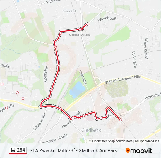 254 Bus Line Map