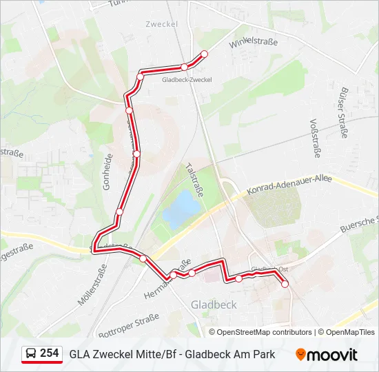 254 Bus Line Map