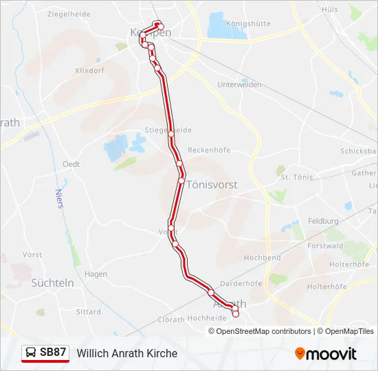SB87 Bus Line Map