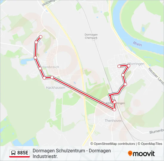 885E Bus Line Map