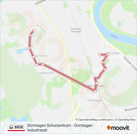 885E Bus Line Map