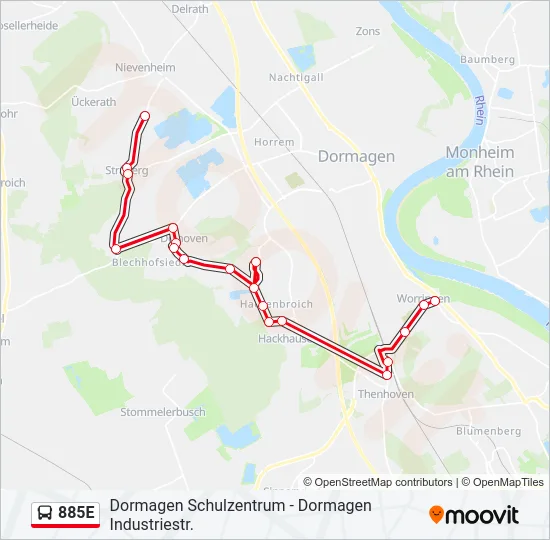 885E Bus Line Map
