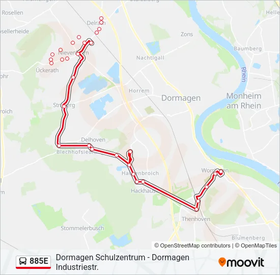 885E Bus Line Map