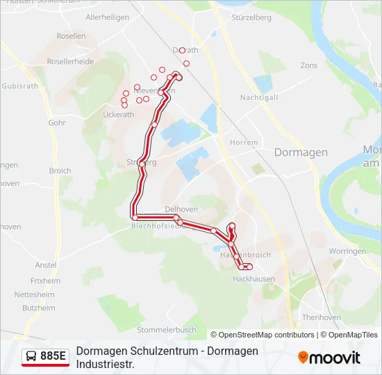 885E Bus Line Map