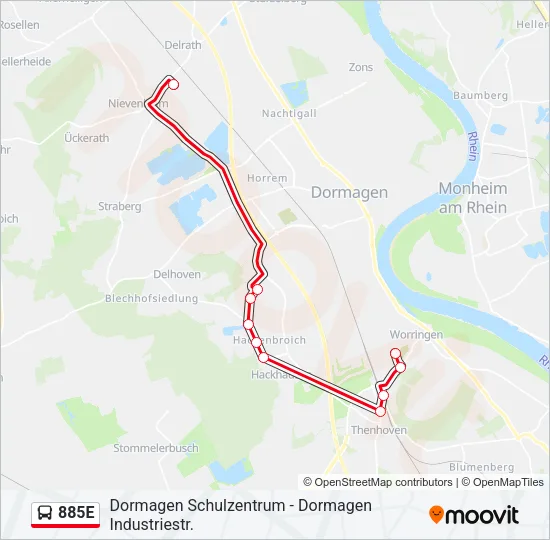 885E Bus Line Map