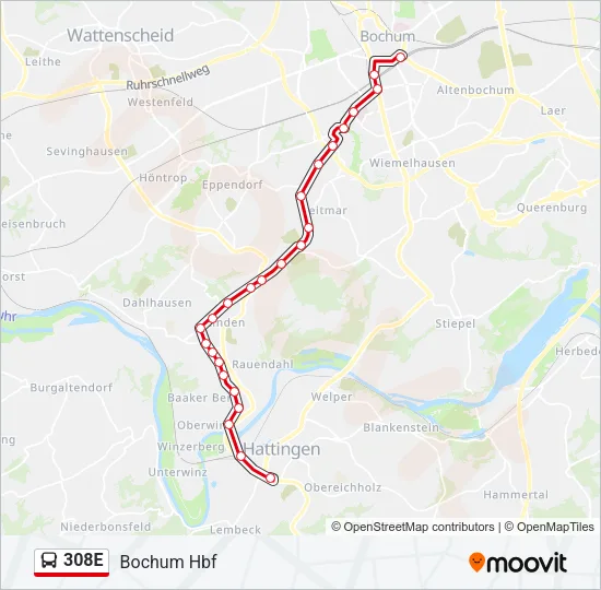 308E Bus Line Map