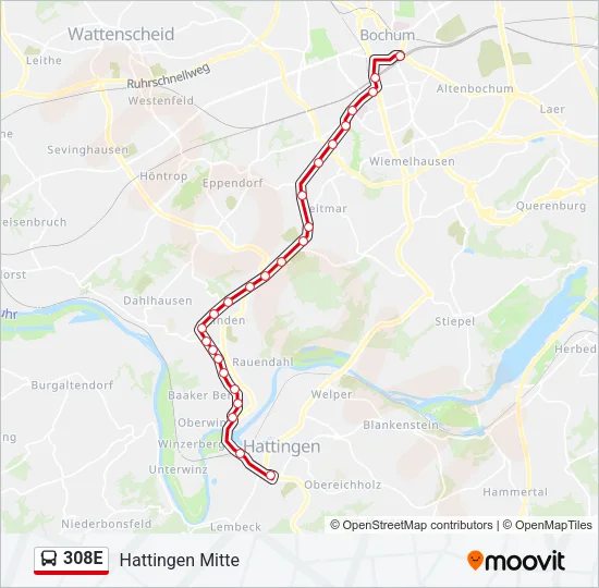 308E Bus Line Map