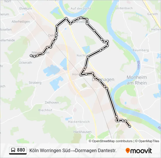 880 Bus Line Map