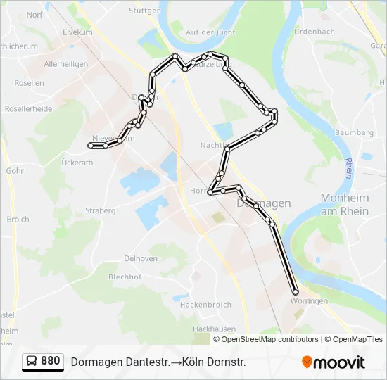 880 Bus Line Map