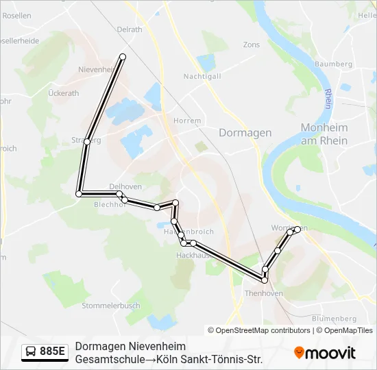 885E Bus Line Map