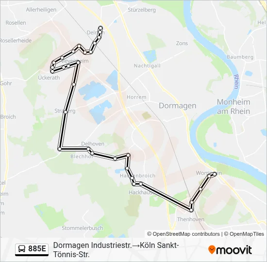 Buslinie 885E Karte