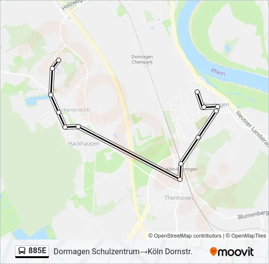 885E Bus Line Map