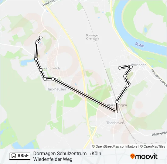 885E Bus Line Map