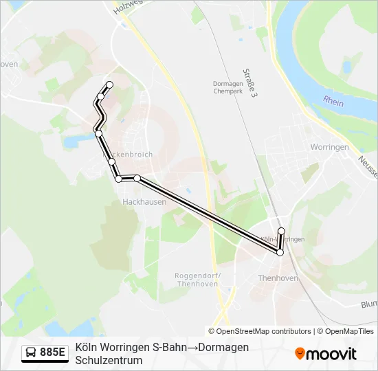 885E Bus Line Map