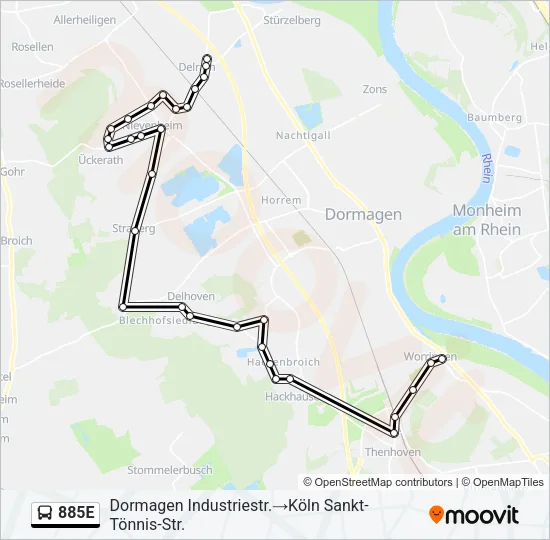 885E Bus Line Map