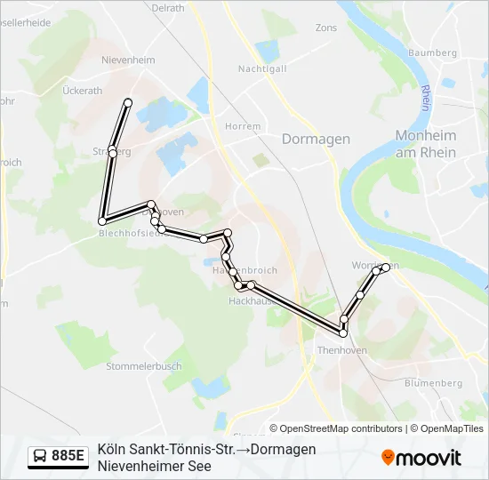 885E Bus Line Map