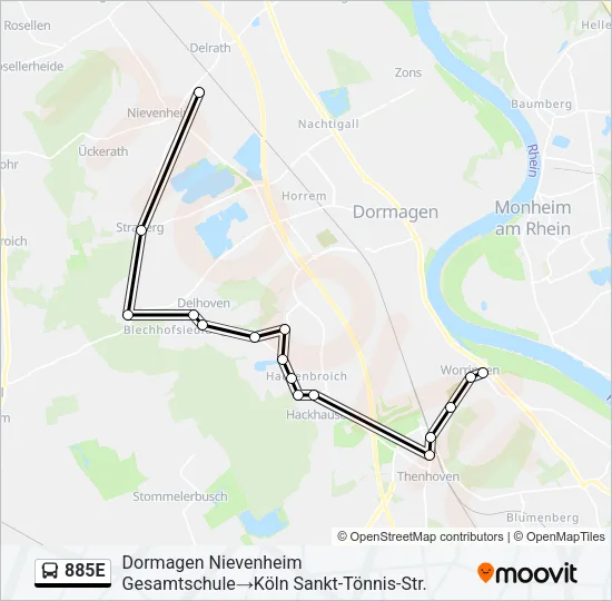 885E Bus Line Map